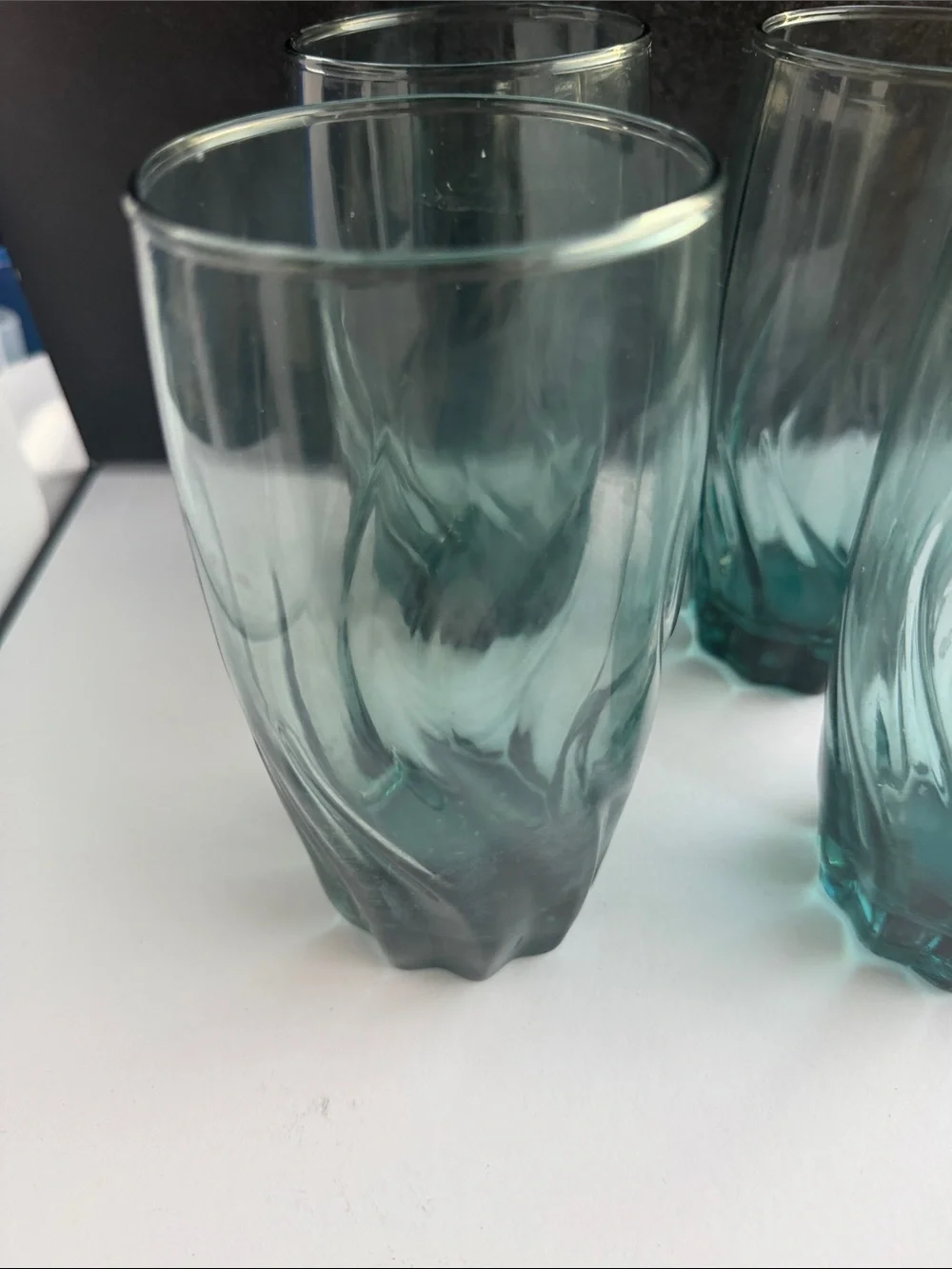 Anchor Hocking Sea Glass Teal Swirl Drinking Glasses Central Park- Set of 4